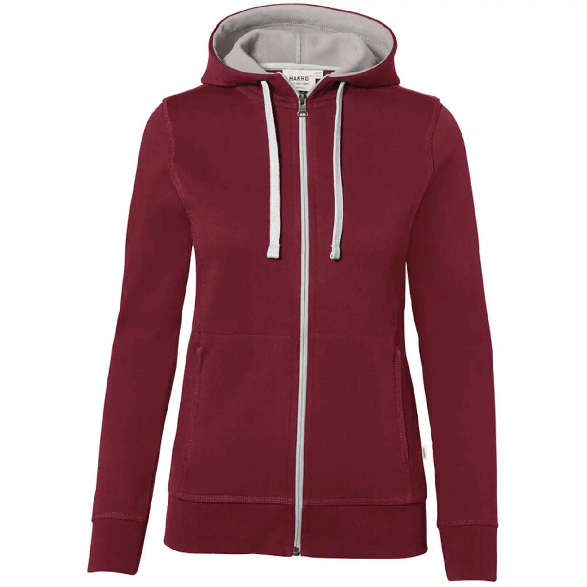 Hakro Damen Bonded 255 -Kapuzen-Jacke – weinrot/silber