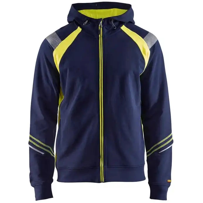 Blåkläder 3433 Kapuzen-Sweatjacke – marine/gelb