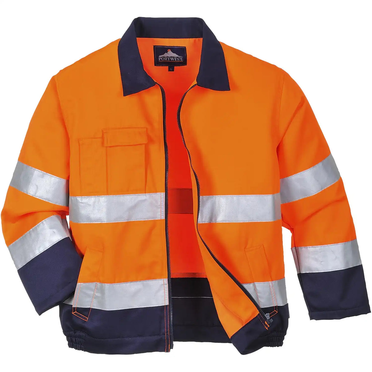 Portwest Madrid Warnschutz Bundjacke – orange/marine