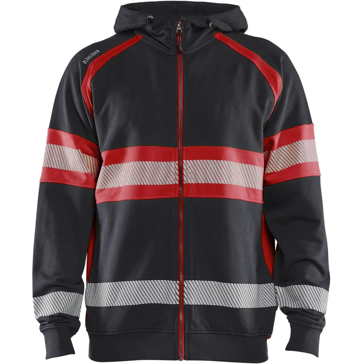 Blåkläder Kl. 1 3552 Warnschutz Kapuzen-Sweatjacke – schwarz/rot