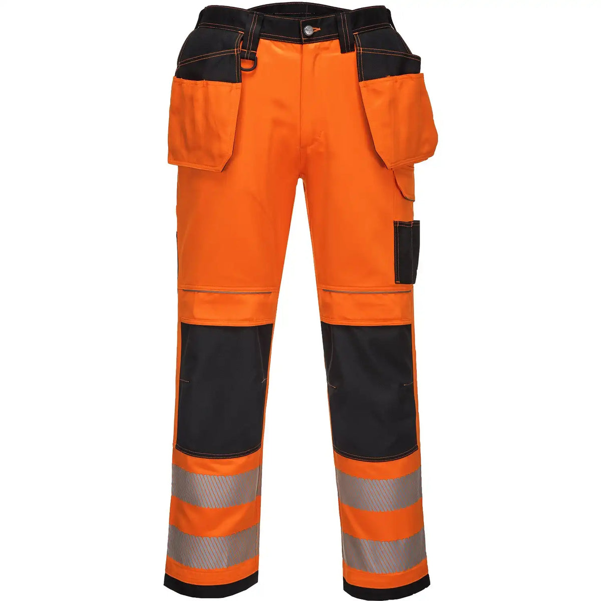 Portwest PW306 Warnschutz Stretch-Handwerkerhose – orange/schwarz