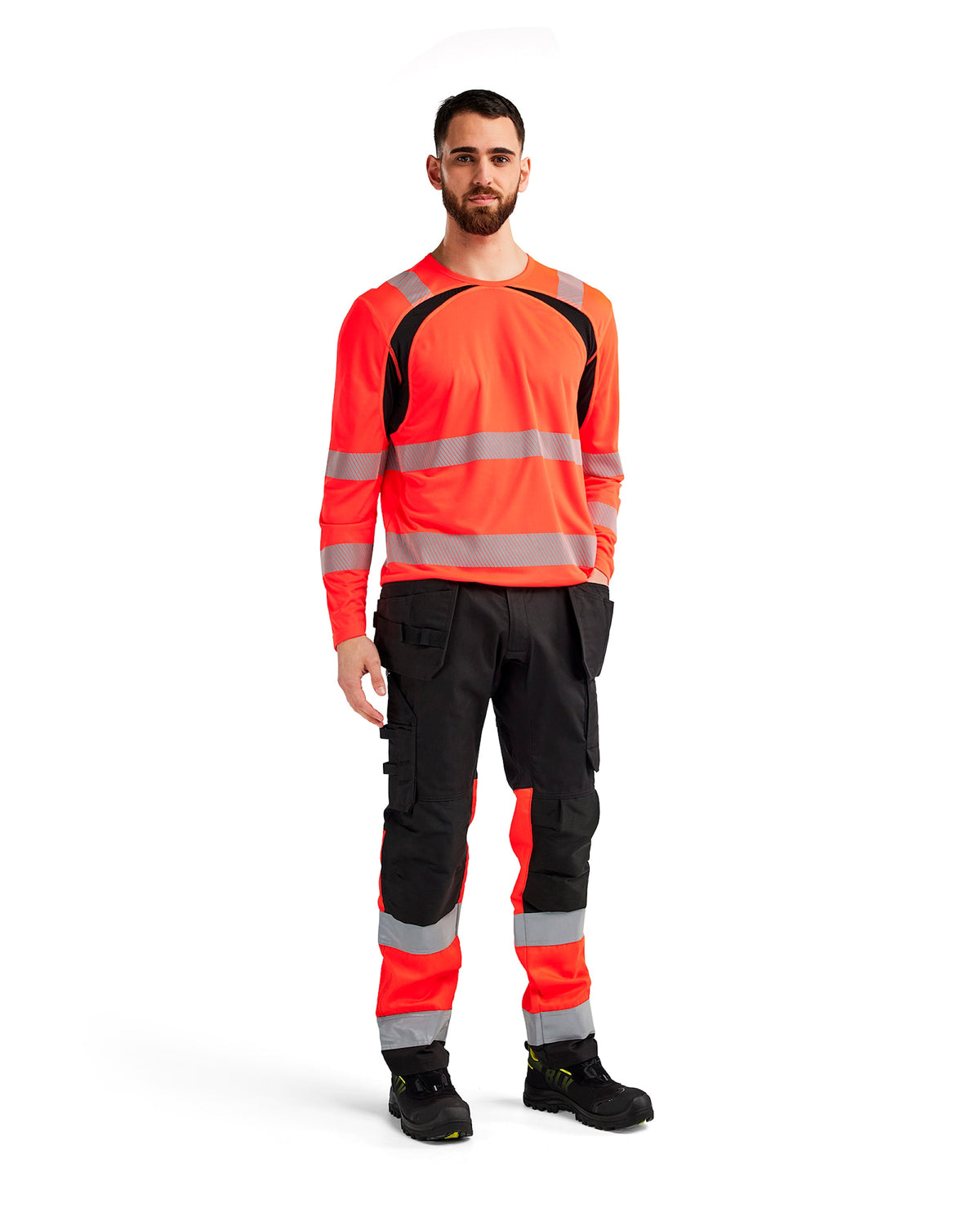 Blåkläder 3599 Warnschutz UV Langarmshirt – rot/schwarz