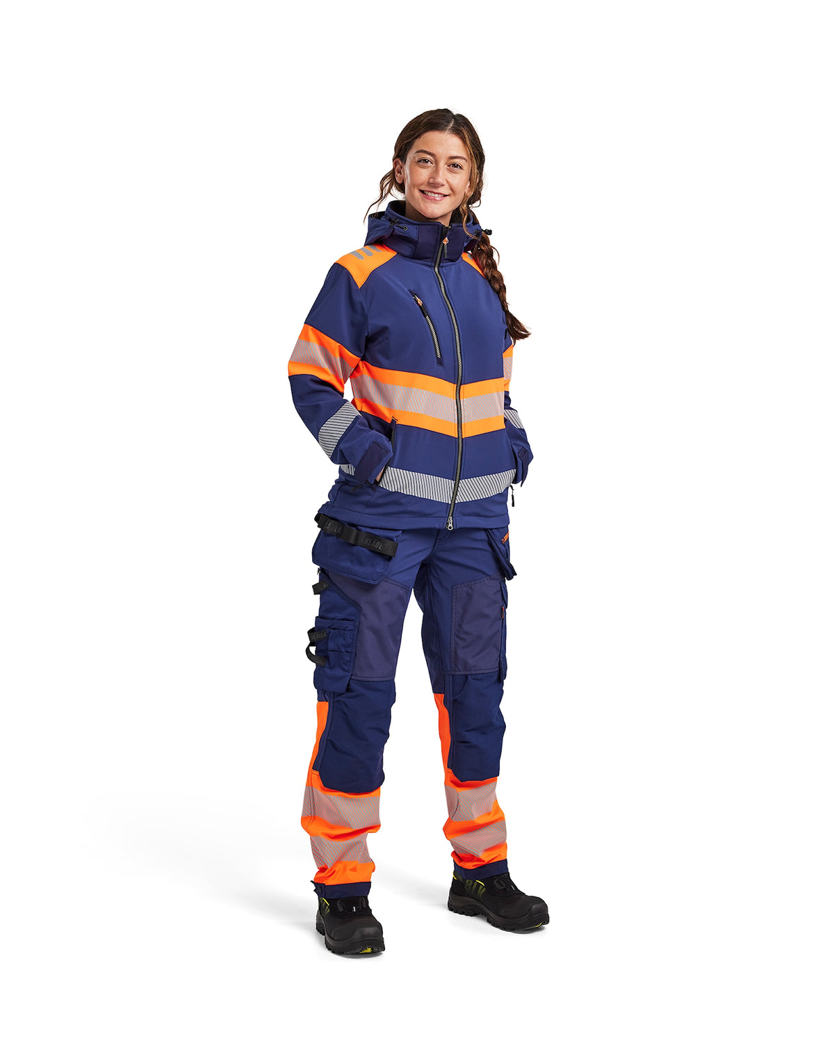 Blåkläder Damen Kl1 4404 Warnschutz Softshelljacke – marine/orange