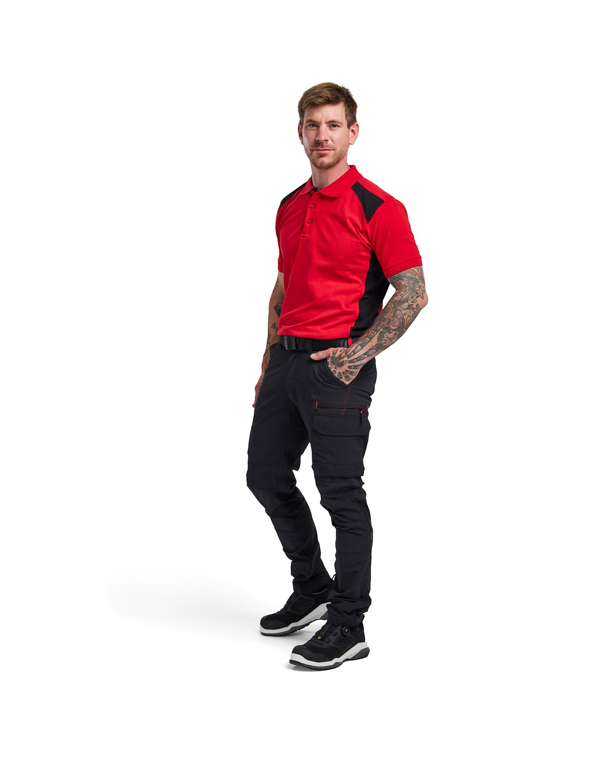 Blåkläder 1422 Stretch Servicehose – schwarz/rot
