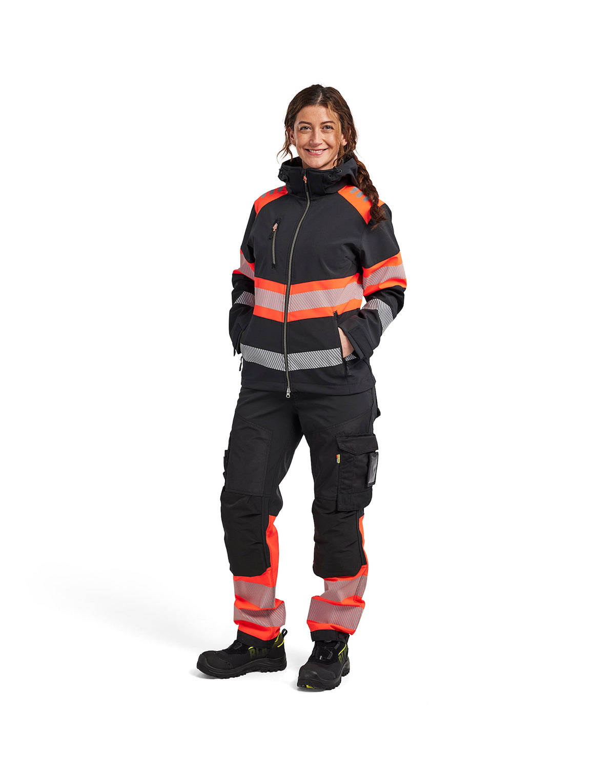 Blåkläder Damen Kl1 4404 Warnschutz Softshelljacke – schwarz/rot