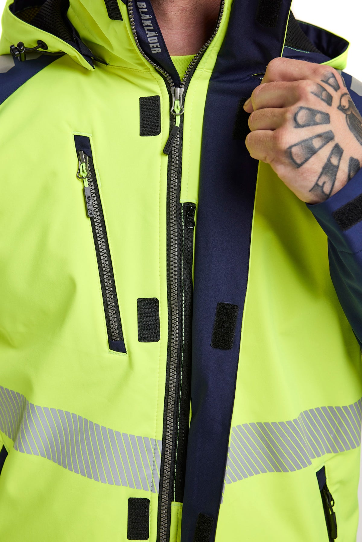 Blåkläder 4400 Blakläd Warnschutz Shoftshell Winterjacke – gelb/marine