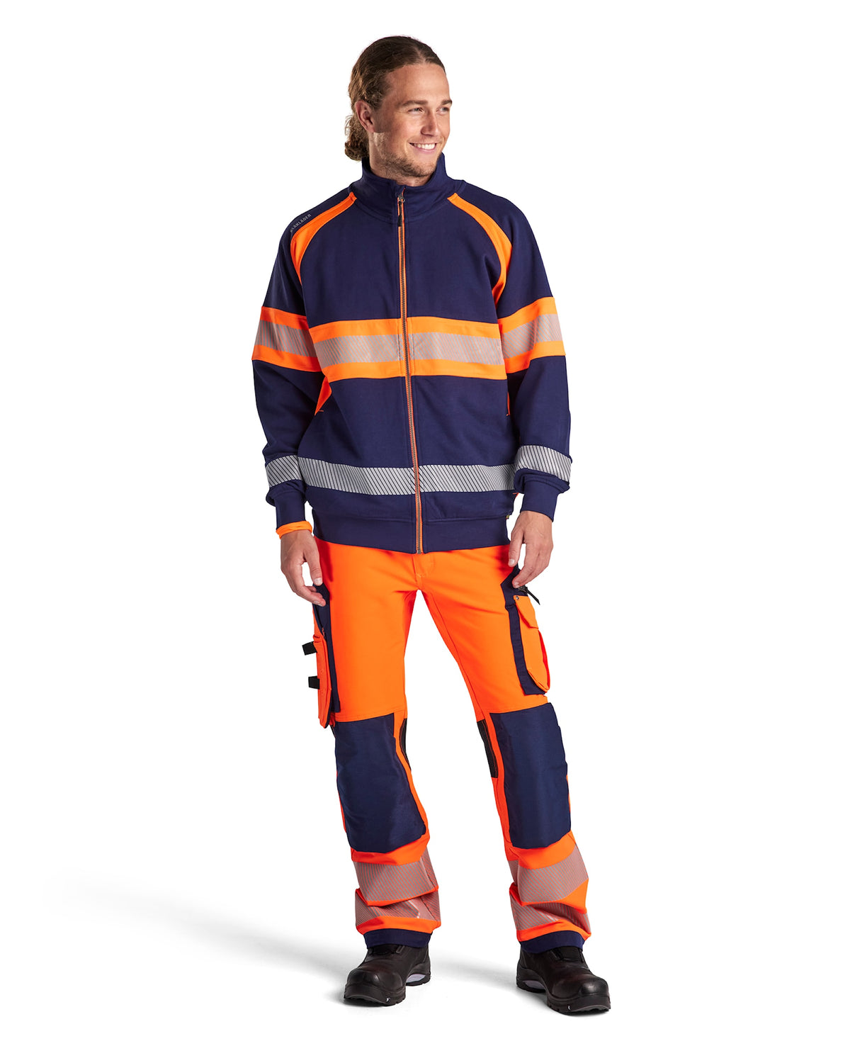 Blåkläder 3551 Warnschutz Sweatjacke Kl. 1 – marine/orange