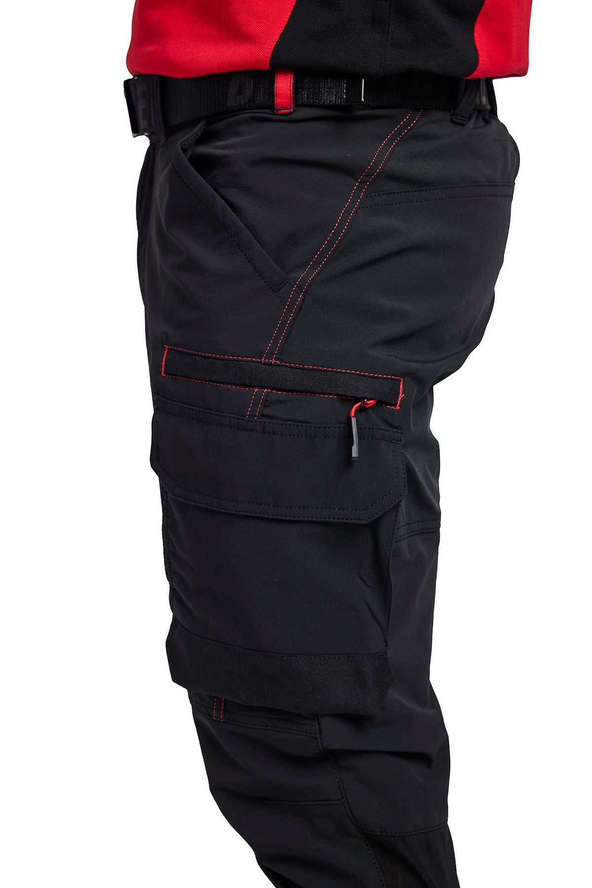 Blåkläder 1422 Stretch Servicehose – schwarz/rot