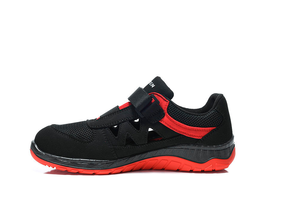 Elten Lonny W Easy S1P Sicherheitssandale rot – schwarz