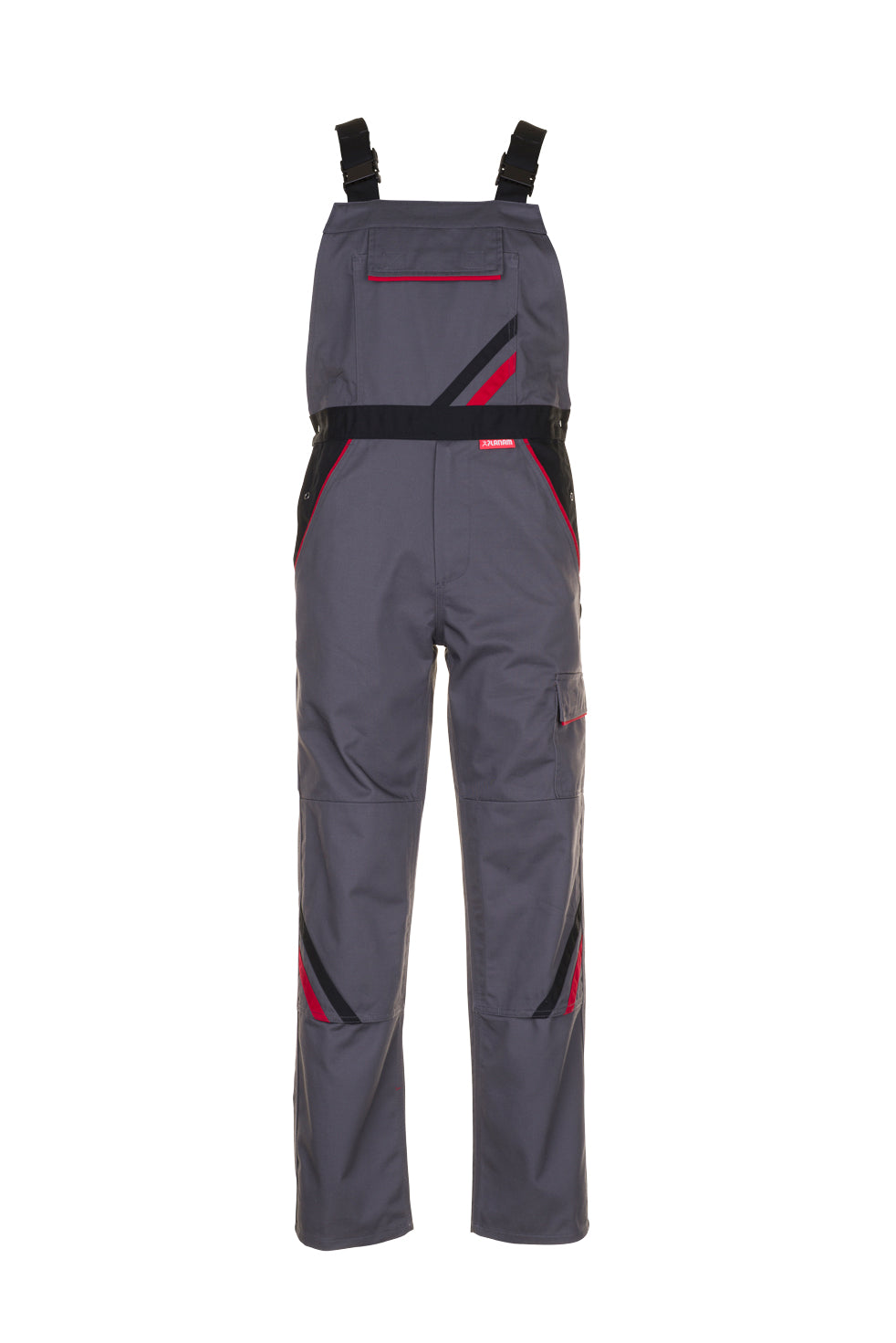 PLANAM Highline Latzhose schiefer/schwarz/rot