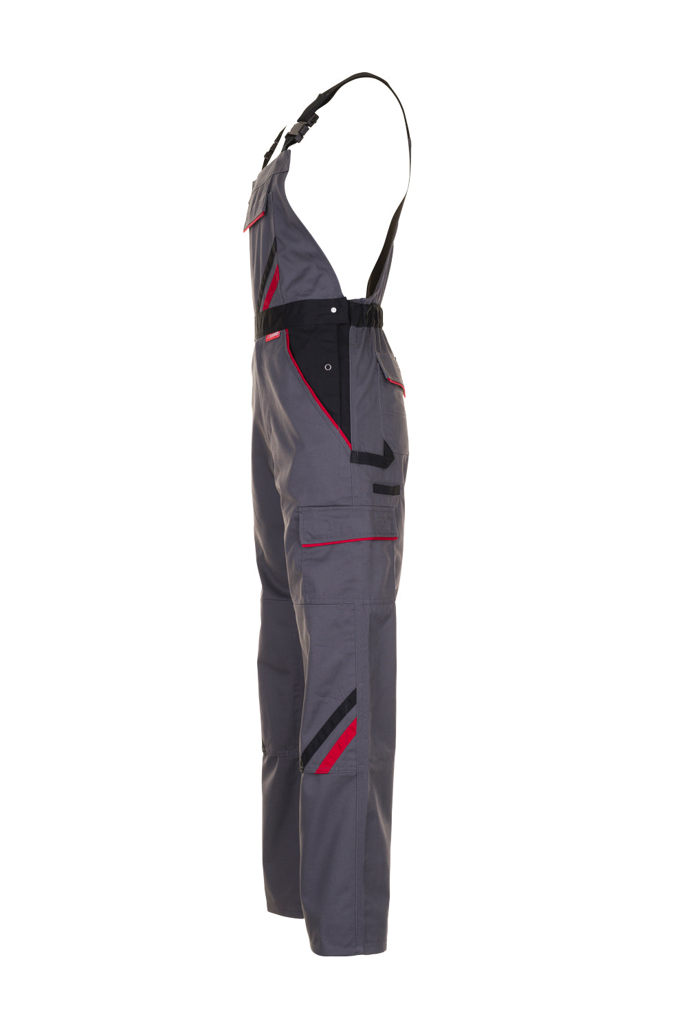 PLANAM Highline Latzhose schiefer/schwarz/rot