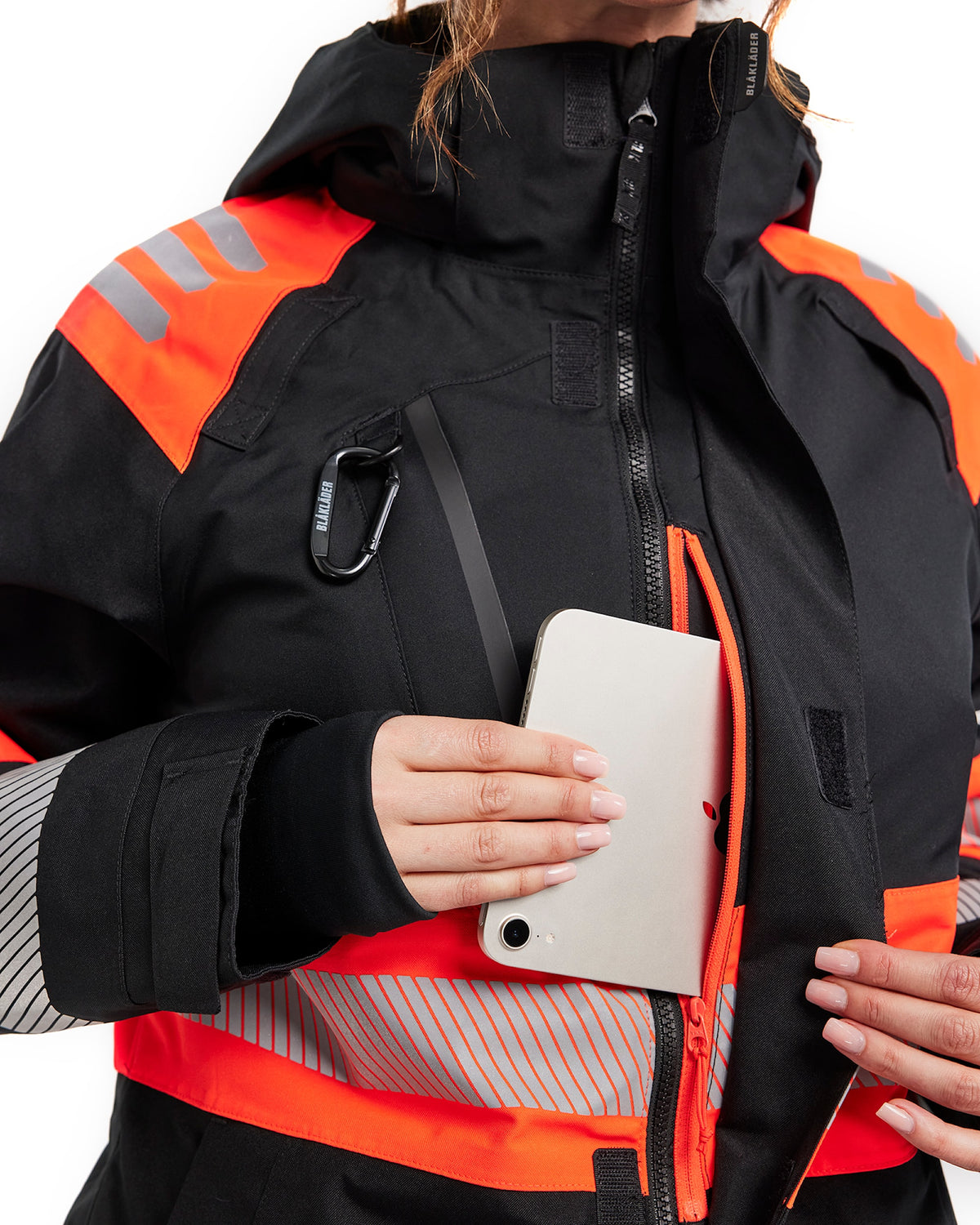 Blåkläder Damen 4430 Warnschutz Regenjacke Kl. 1 – schwarz/rot