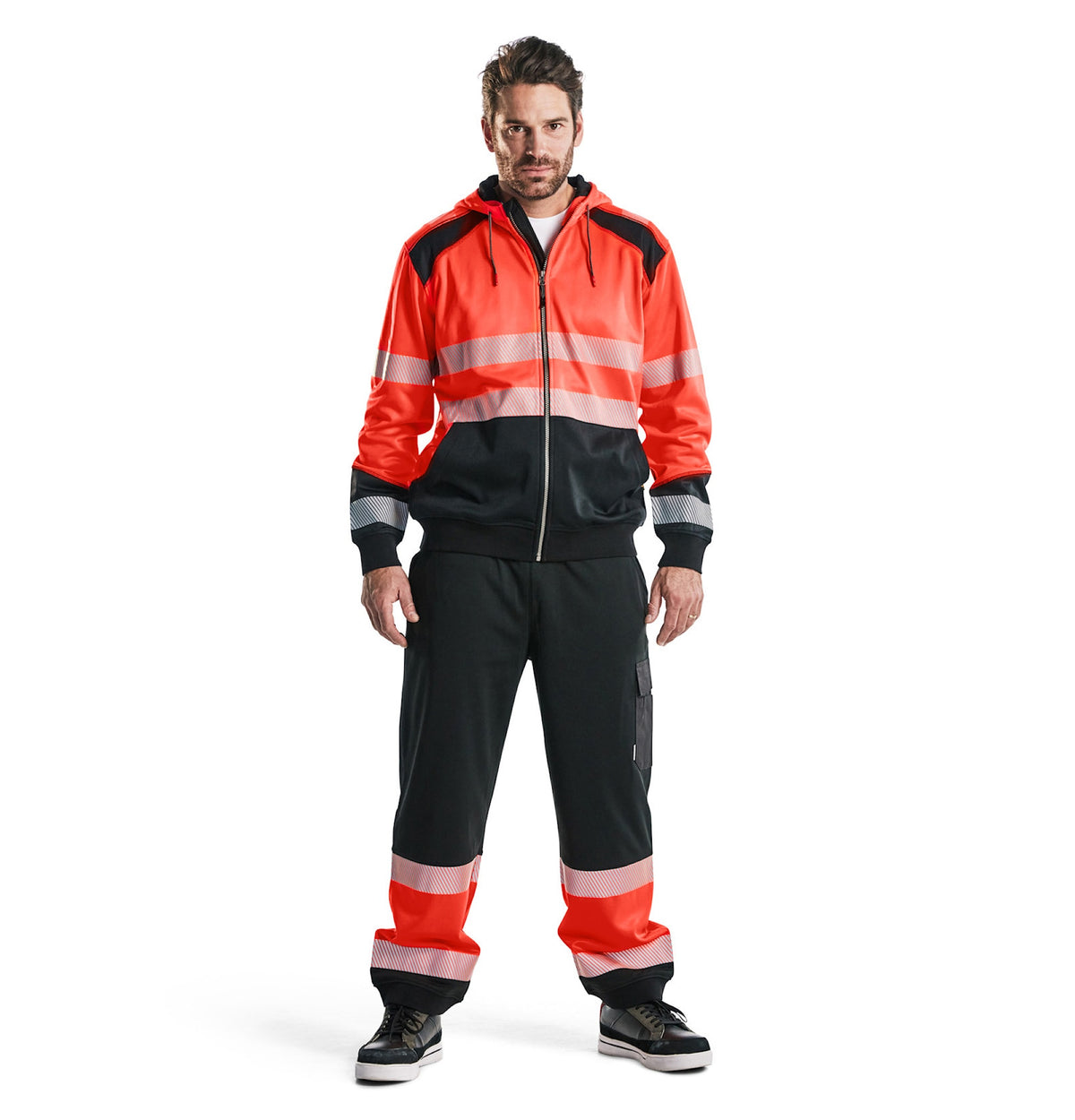 Blåkläder 3546 Warnschutz Kapuzen-Sweatshirt – rot/schwarz