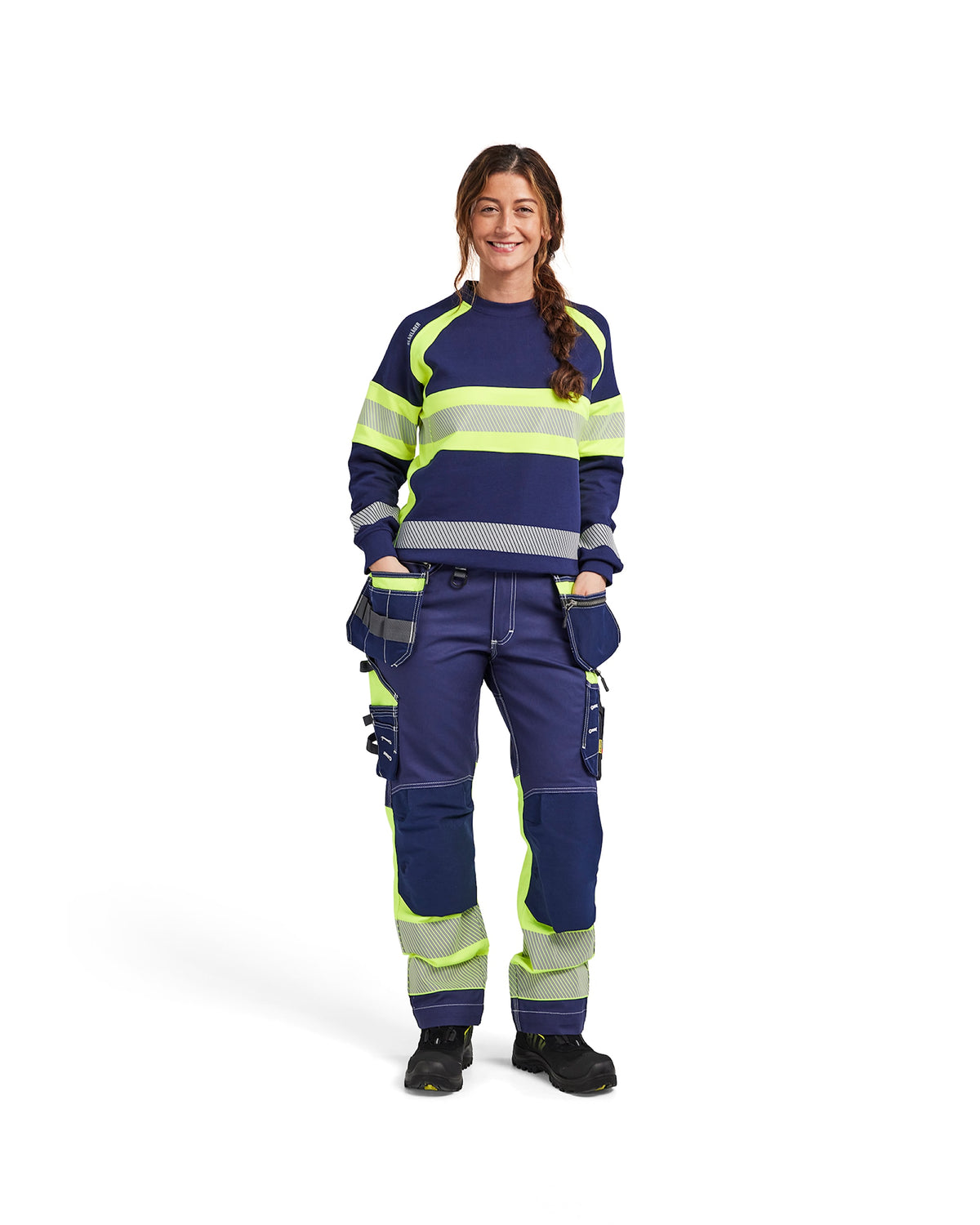 Blåkläder Damen 3409 Warnschutz Sweatshirt – marine/gelb