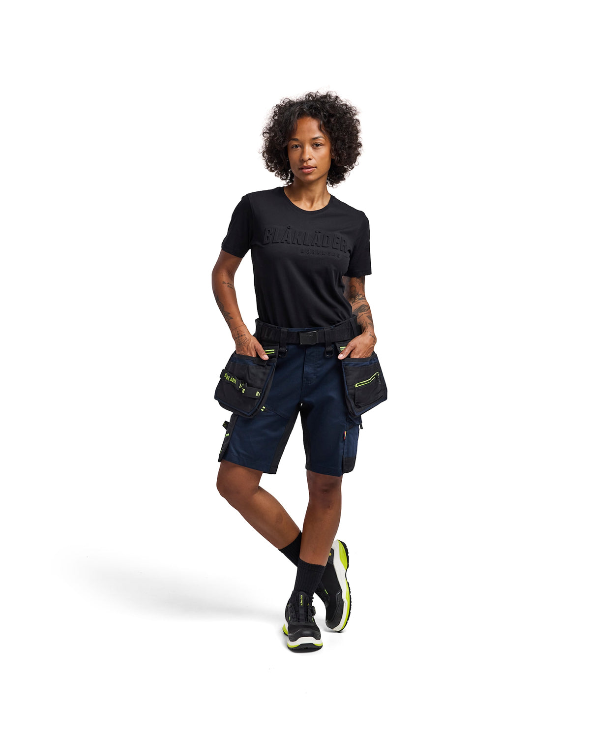 Blåkläder Damen 7175 Arbeitsshorts Striker – dunkelmarine/gelb