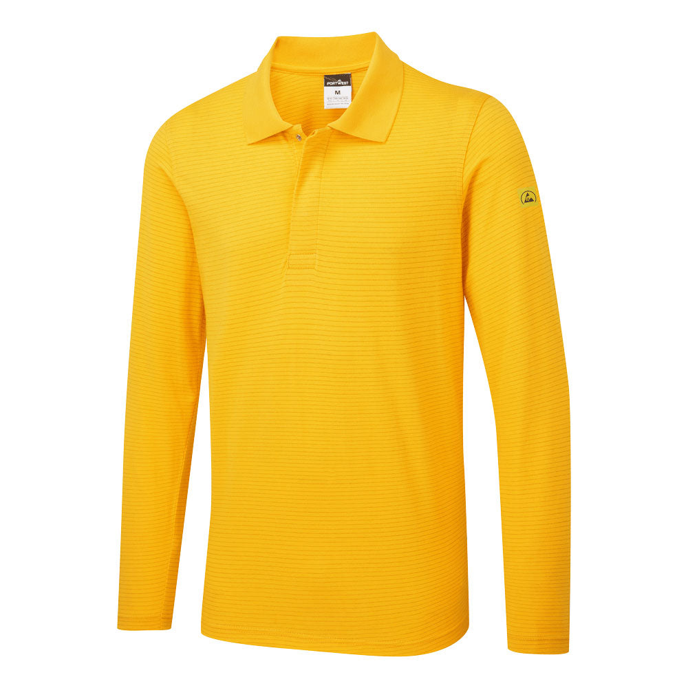 Portwest AS23 ESD Antistatik Poloshirt langarm – gelb