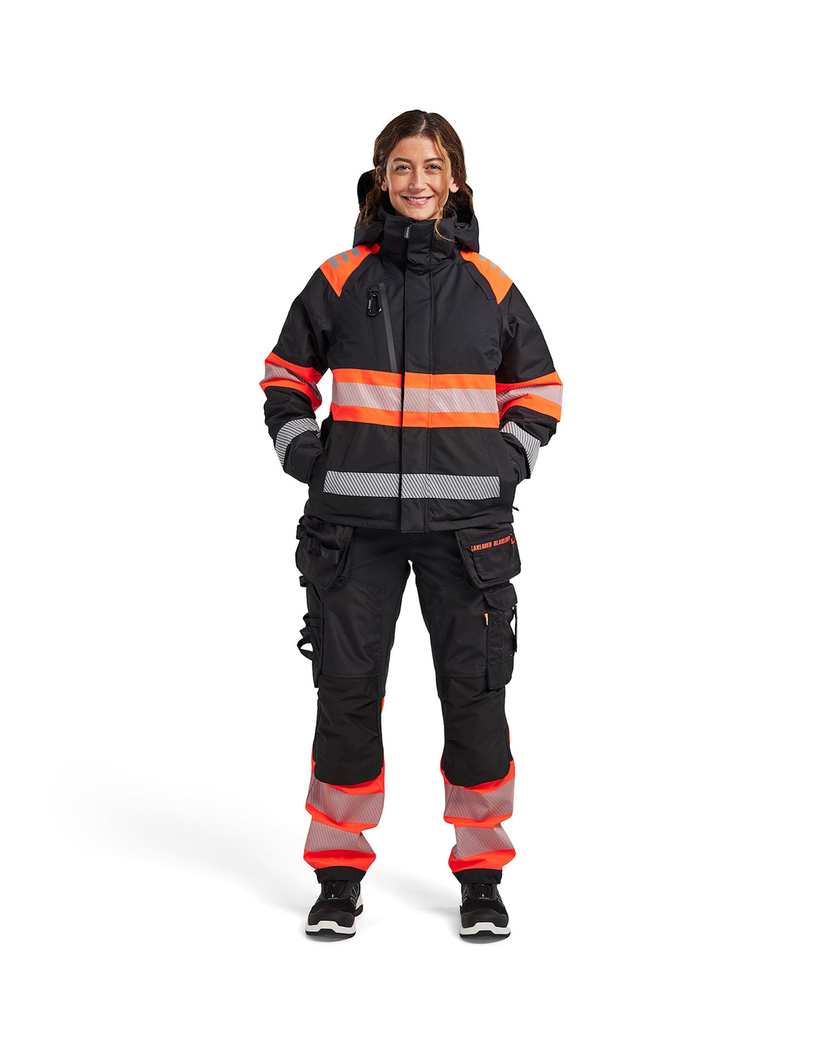 Blåkläder Damen 4470 Warnschutz Winterjacke Kl 1 – schwarz/rot
