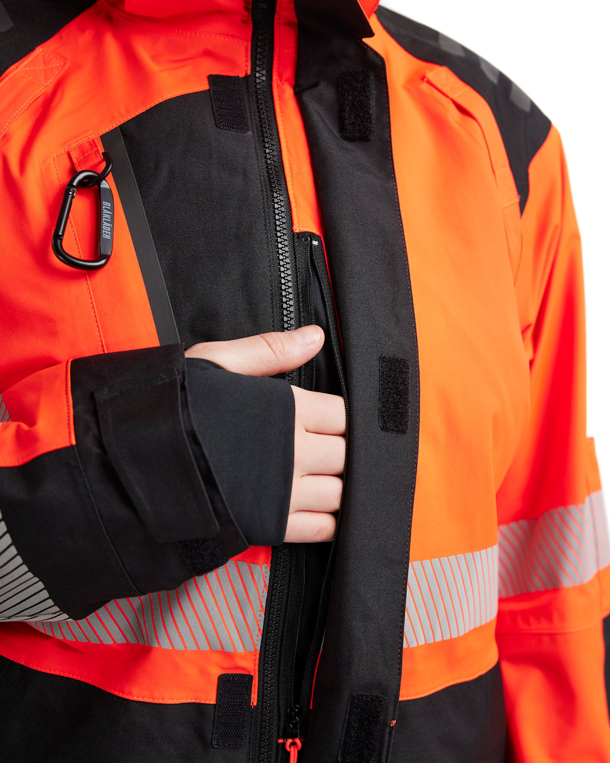 Blåkläder Damen 4436 Warnschutz Regenjacke Kl. 2 – rot/schwarz