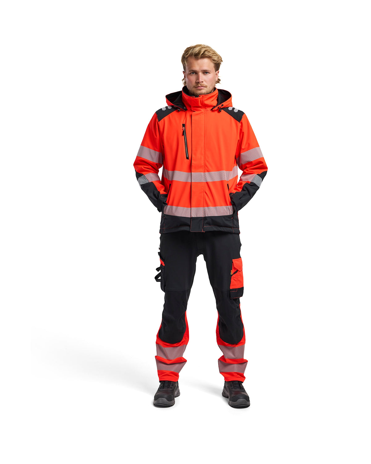 Blåkläder 4400 Blakläd Warnschutz Shoftshell Winterjacke – rot/schwarz