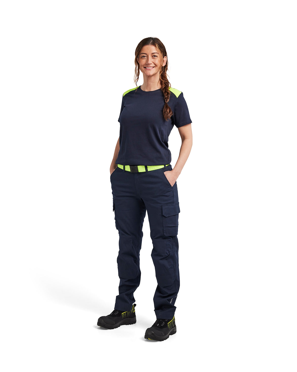 Blåkläder Damen 3479 T-Shirt – dunkelmarine/gelb