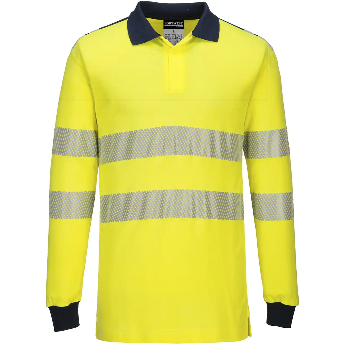 Portwest FR702 WX3 FR Multinorm Langarm-Poloshirt – gelb/marine