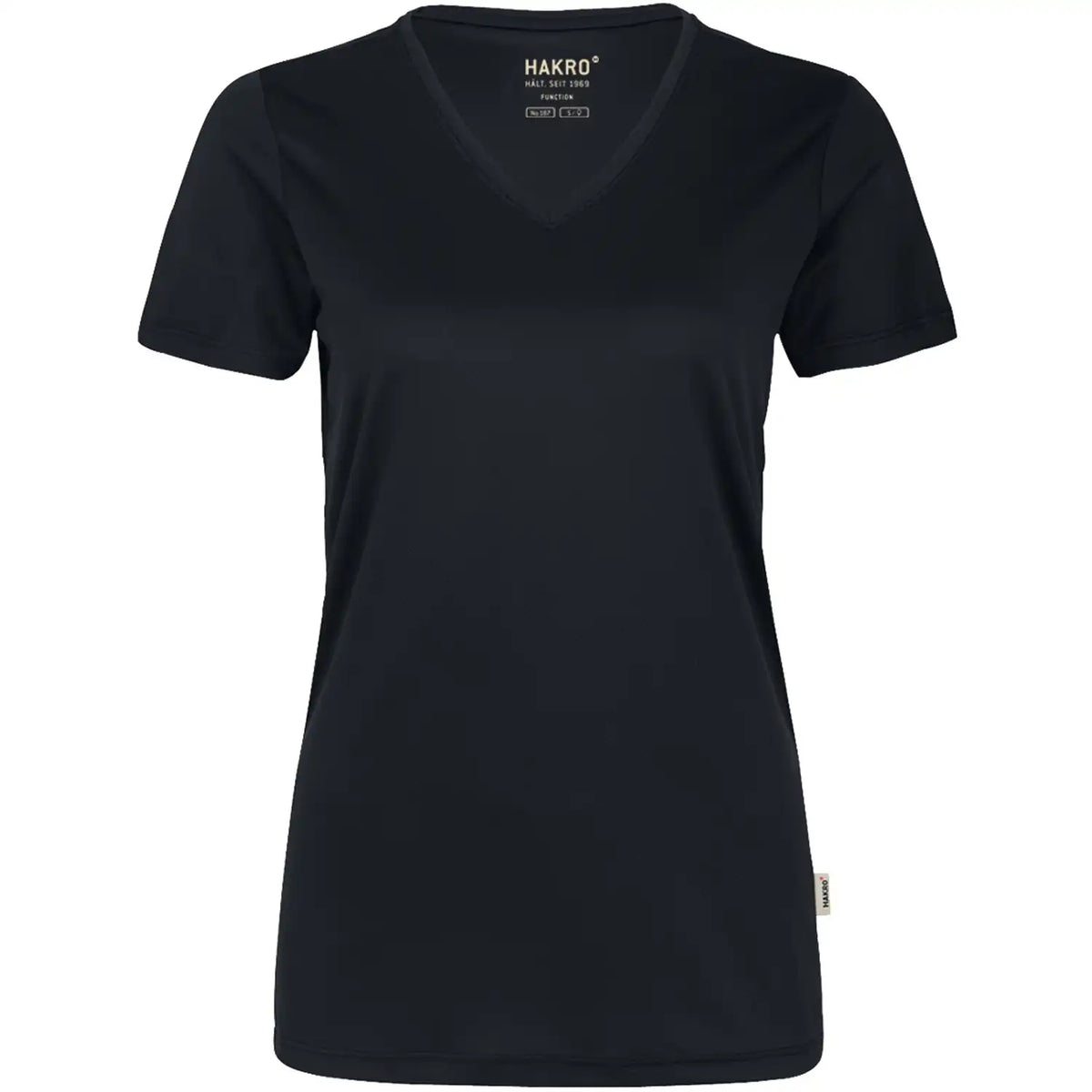 Hakro Damen Coolmax 130g/m² 187 V-Shirt – schwarz