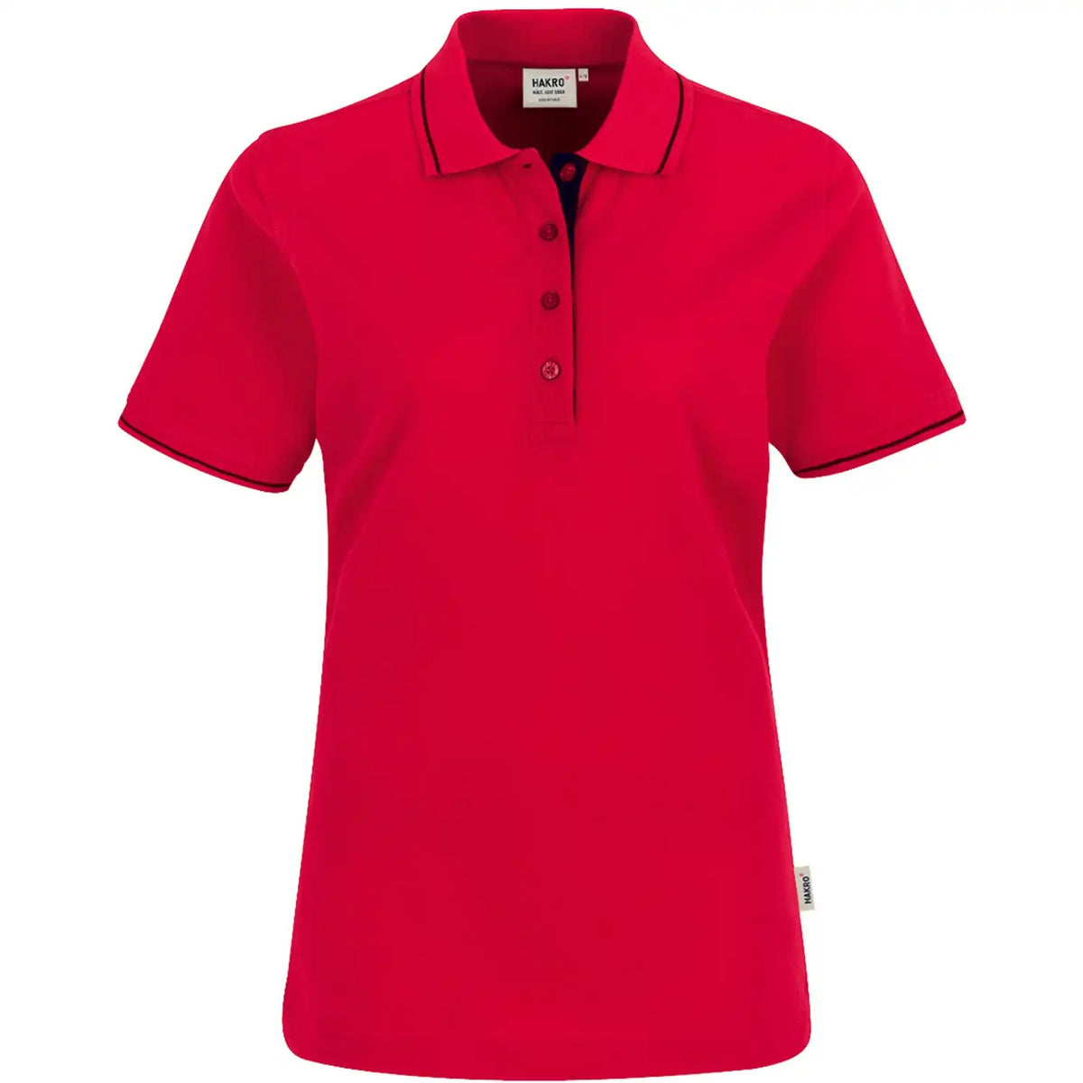 Hakro Damen Casual 203 Contrast Polo-Shirt – rot/schwarz