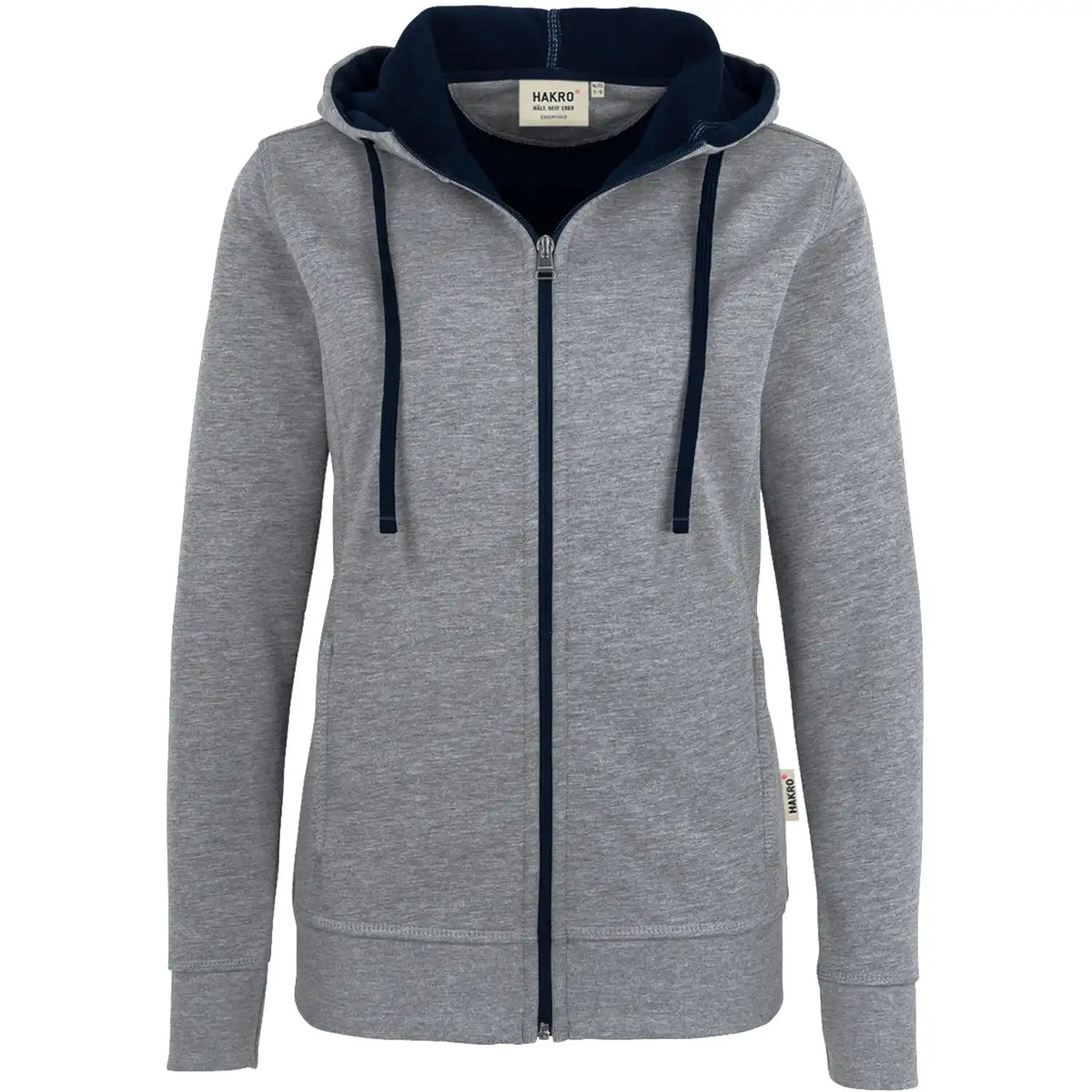 Hakro Damen Bonded 255 -Kapuzen-Jacke – grau-meliert