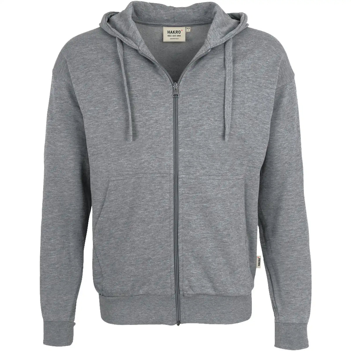 Hakro Premium 605 Kapuzen-Sweatjacke – grau-meliert