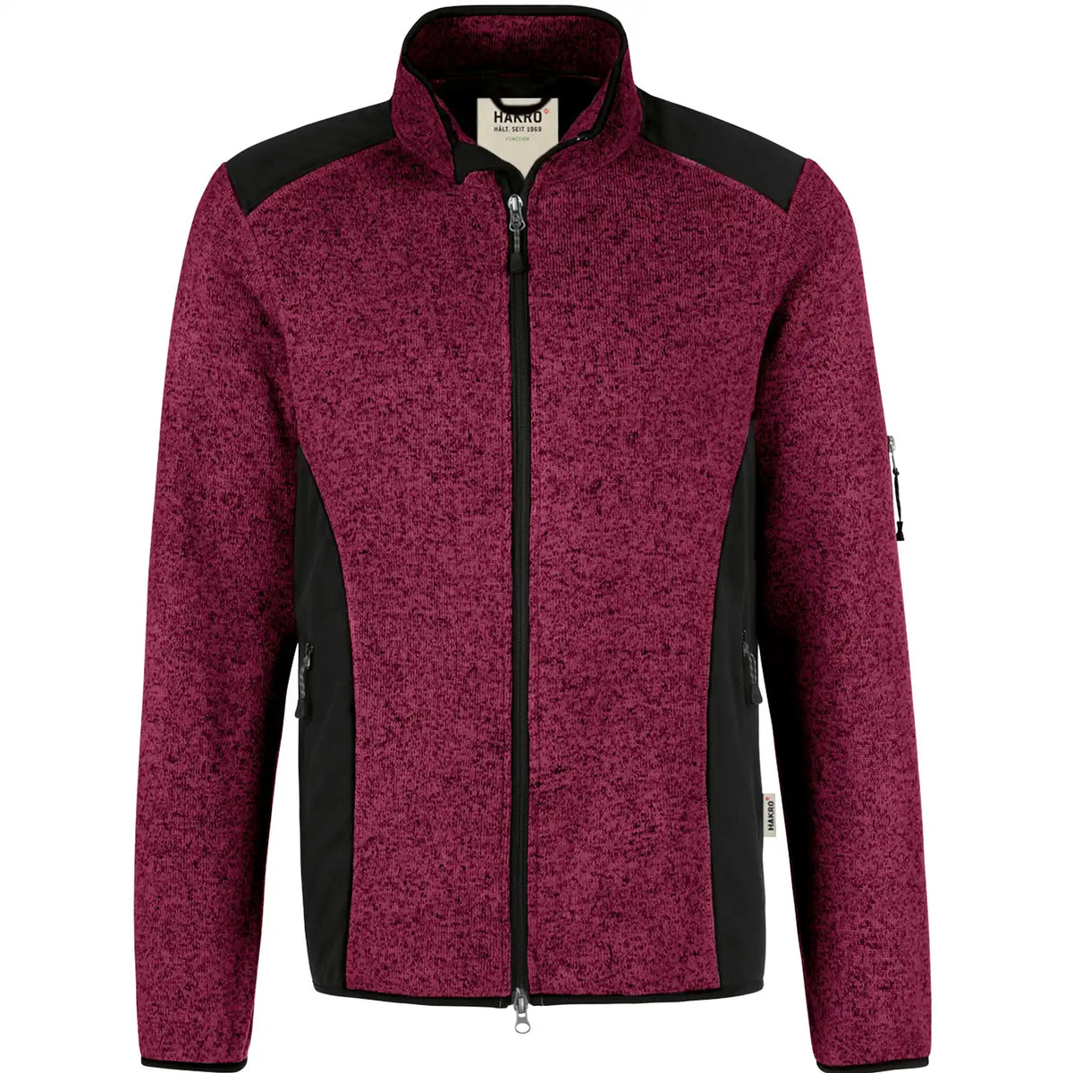 Hakro Dawson 836 Strickfleece-Jacke – weinrot-meliert