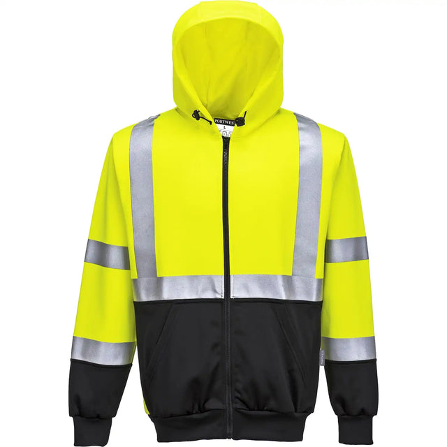 Portwest B315 Warnschutz Kapuzen Sweatjacke – gelb/schwarz