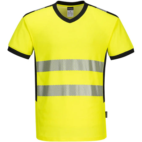 Portwest mit V-Ausschnitt PW310 Warnschutz T-Shirt – gelb/schwarz