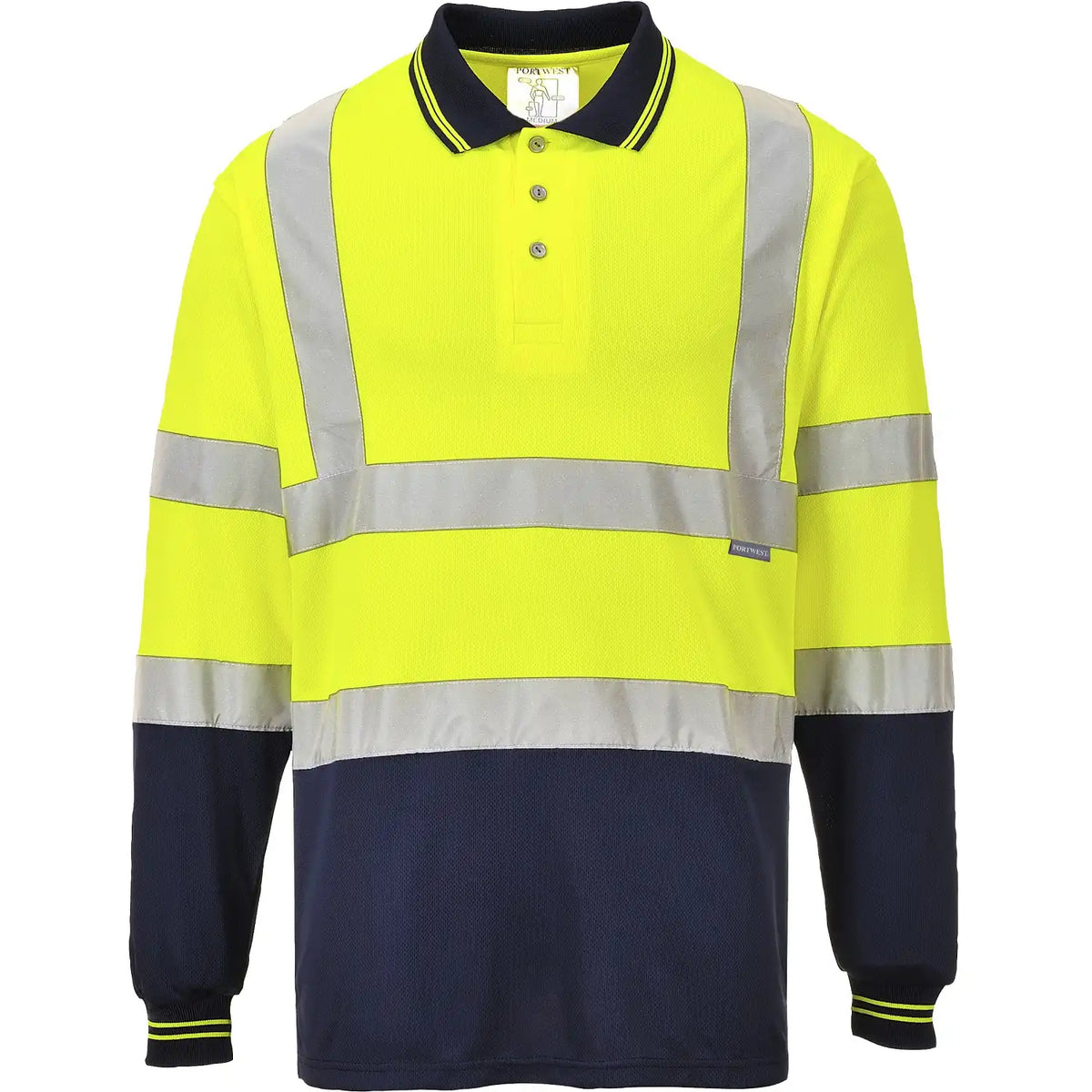 Portwest S279 Warnschutz Langarm Poloshirt – gelb/marine