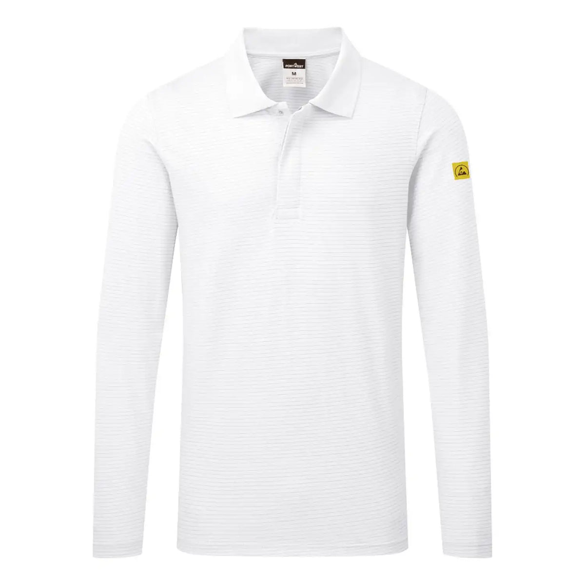 Portwest AS23 ESD Antistatik Poloshirt langarm – weiß