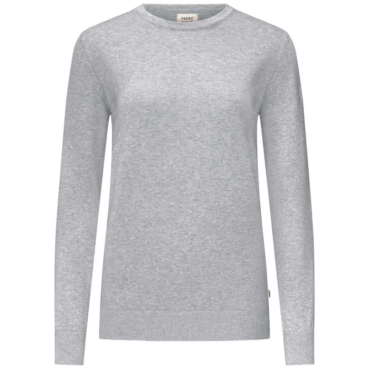 Hakro Damen 135 Pullover Premium-Baumwolle – grau-meliert
