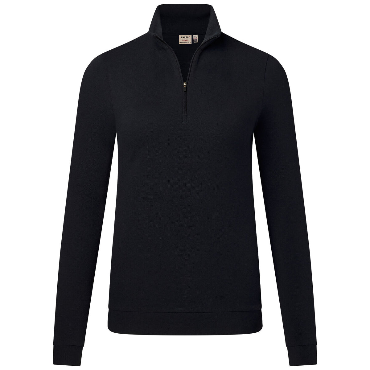 Hakro Damen 335 Langarm-Zip-Shirt Mikralinar – schwarz