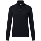 Hakro Damen 335 Langarm-Zip-Shirt Mikralinar – schwarz