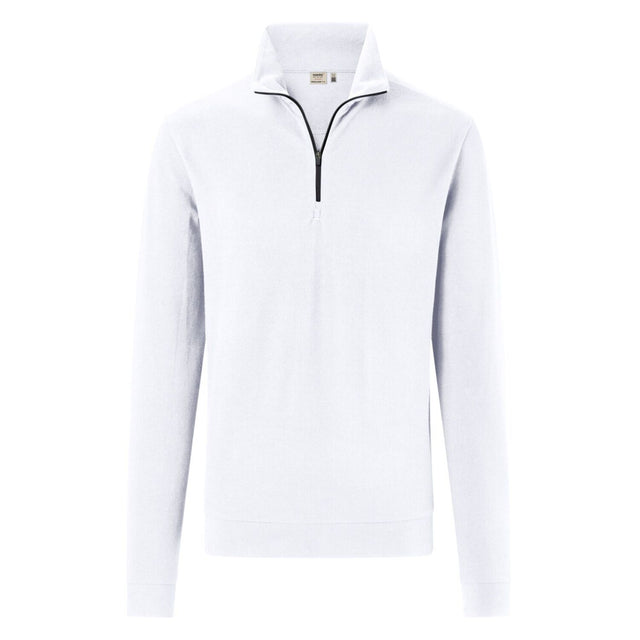 Hakro 535 Langarm-Zip-Shirt Mikralinar ECO – weiß