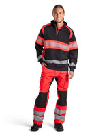 Blåkläder 3553 Warnschutz Zip-Sweatshirt Kl. 1 – schwarz/rot