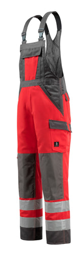 Mascot Gosford Safe Light Warnschutz Latzhose – rot/dunkelanthrazit