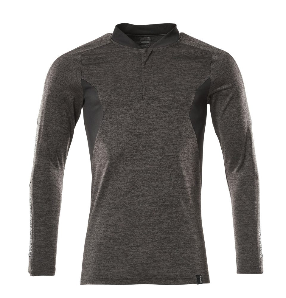 Mascot Coolmax Pro Accelerate Langarm-Poloshirt – dunkelanthrazit/schwarz