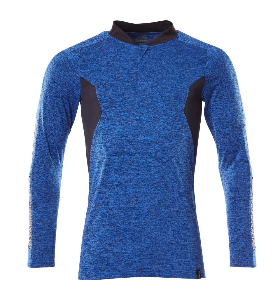 Mascot Coolmax Pro Accelerate Langarm-Poloshirt – azurblau/schwarzblau
