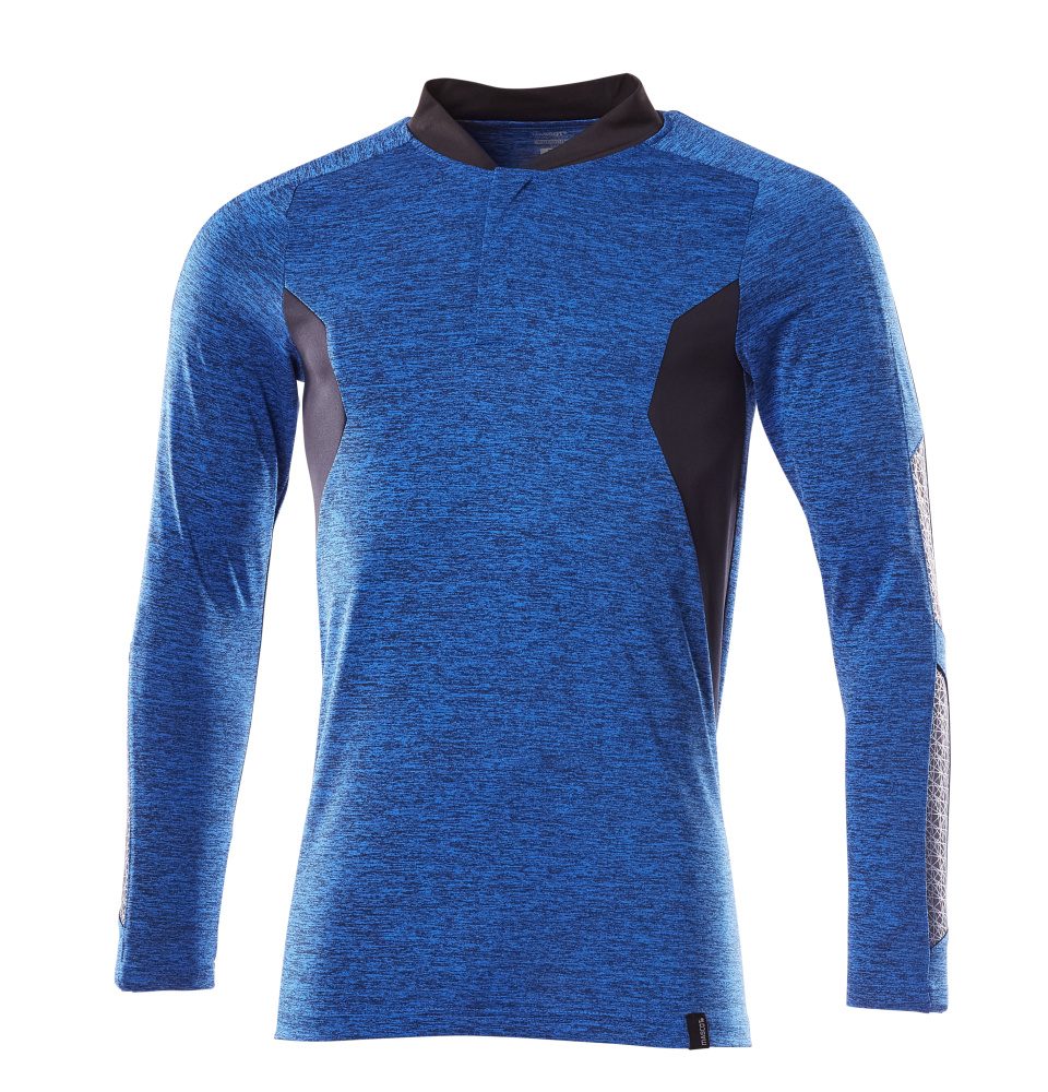 Mascot Coolmax Pro Accelerate Langarm-Poloshirt – azurblau/schwarzblau