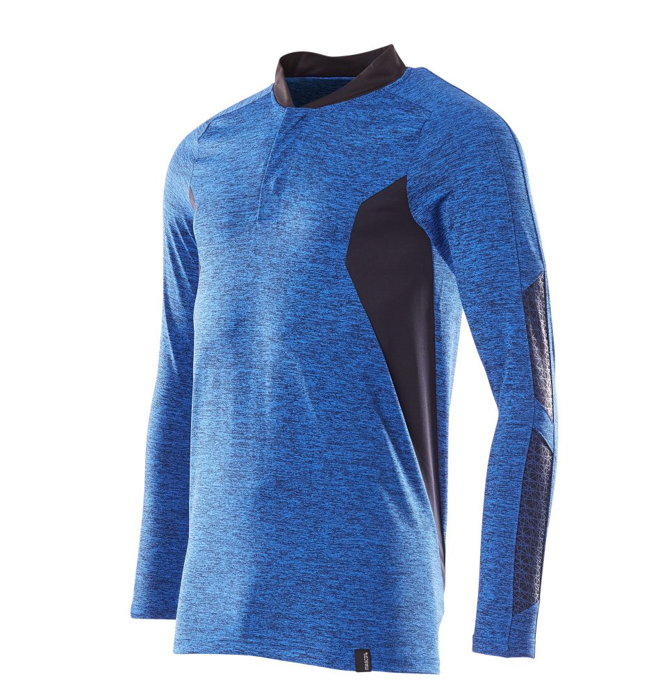 Mascot Coolmax Pro Accelerate Langarm-Poloshirt – azurblau/schwarzblau