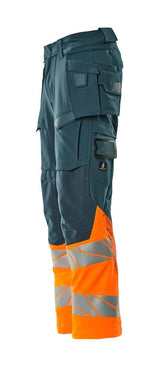 Mascot Accelerate Safe Warnschutz Bundhose Kl.1 19131-711 – dunkelpetroleum/orange