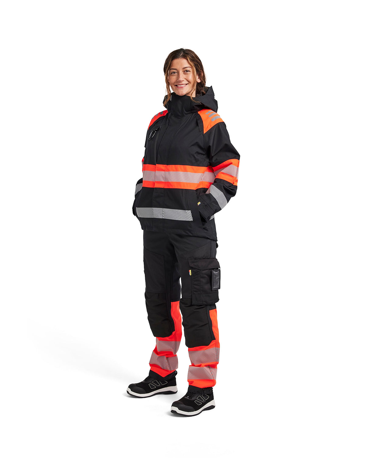 Blåkläder Damen 4430 Warnschutz Regenjacke Kl. 1 – schwarz/rot