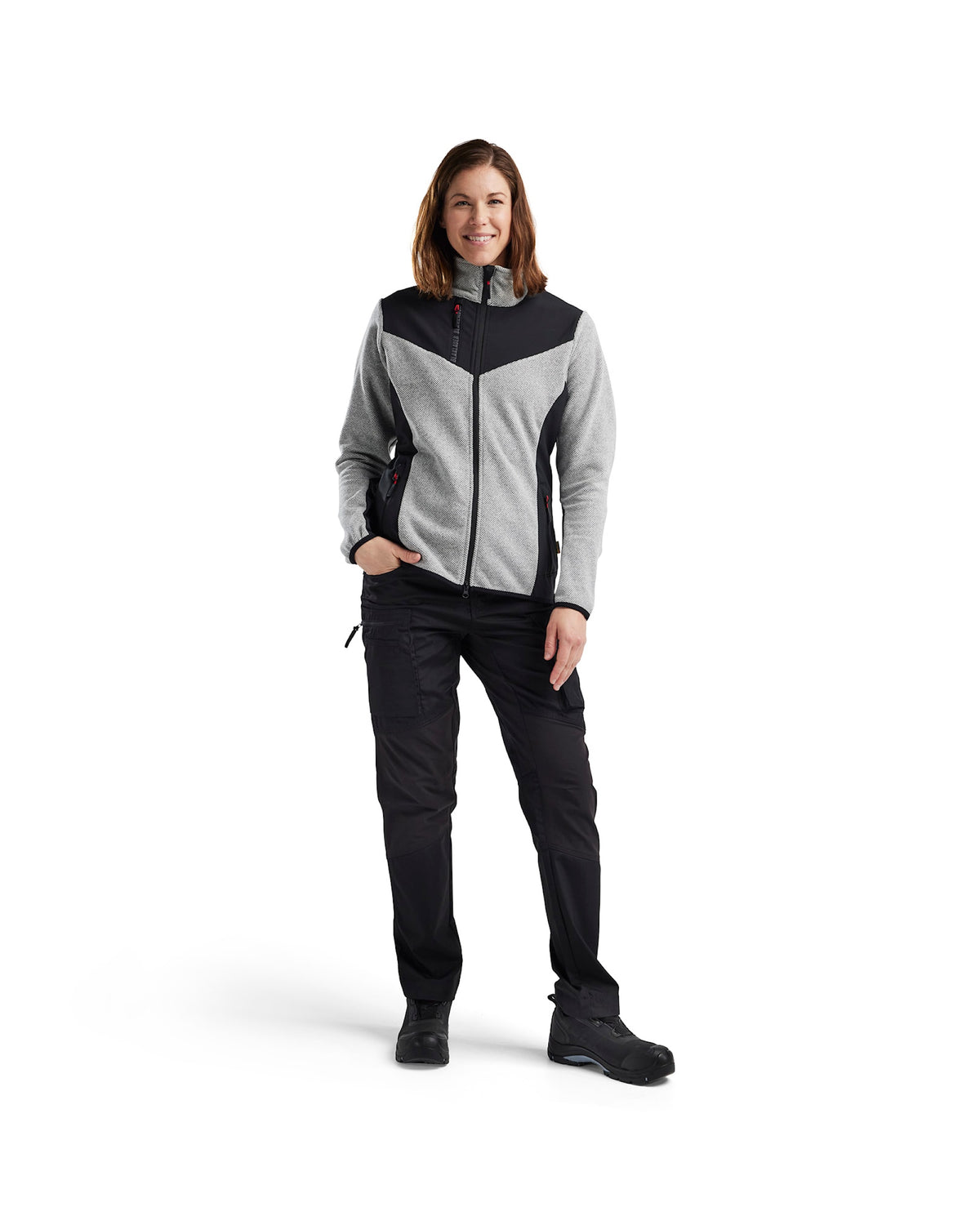 Blåkläder Damen 5943 Strickjacke – grau-melange/schwarz