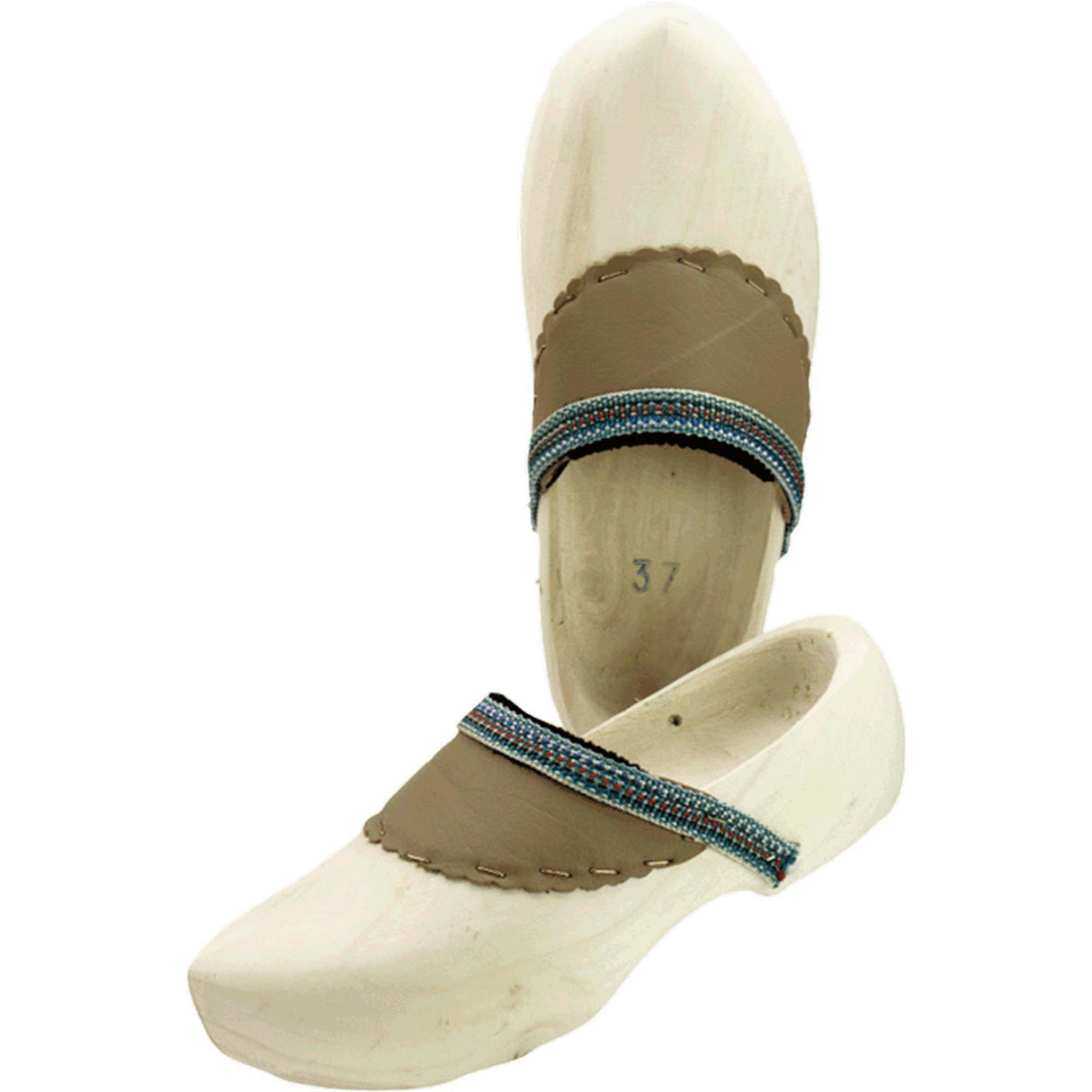 Holzschuhe mit Lederbesatz