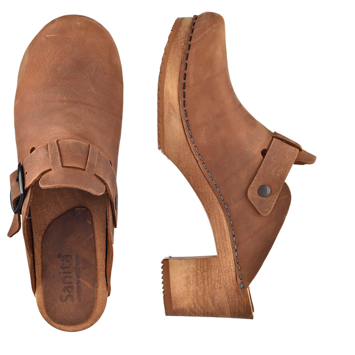 Sanita Wood-Malulo Square Open Clog
