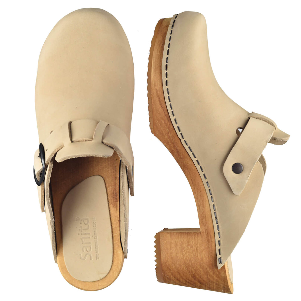 Sanita Wood-Malulo Square Open Clog